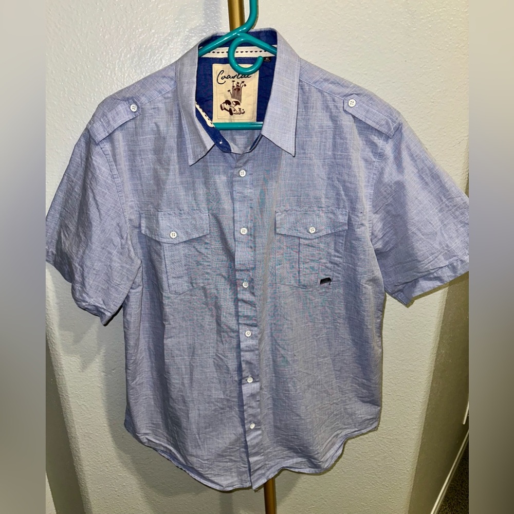 Coastal Men's Blue Short Sleeve Button-up Shirt. Size XL